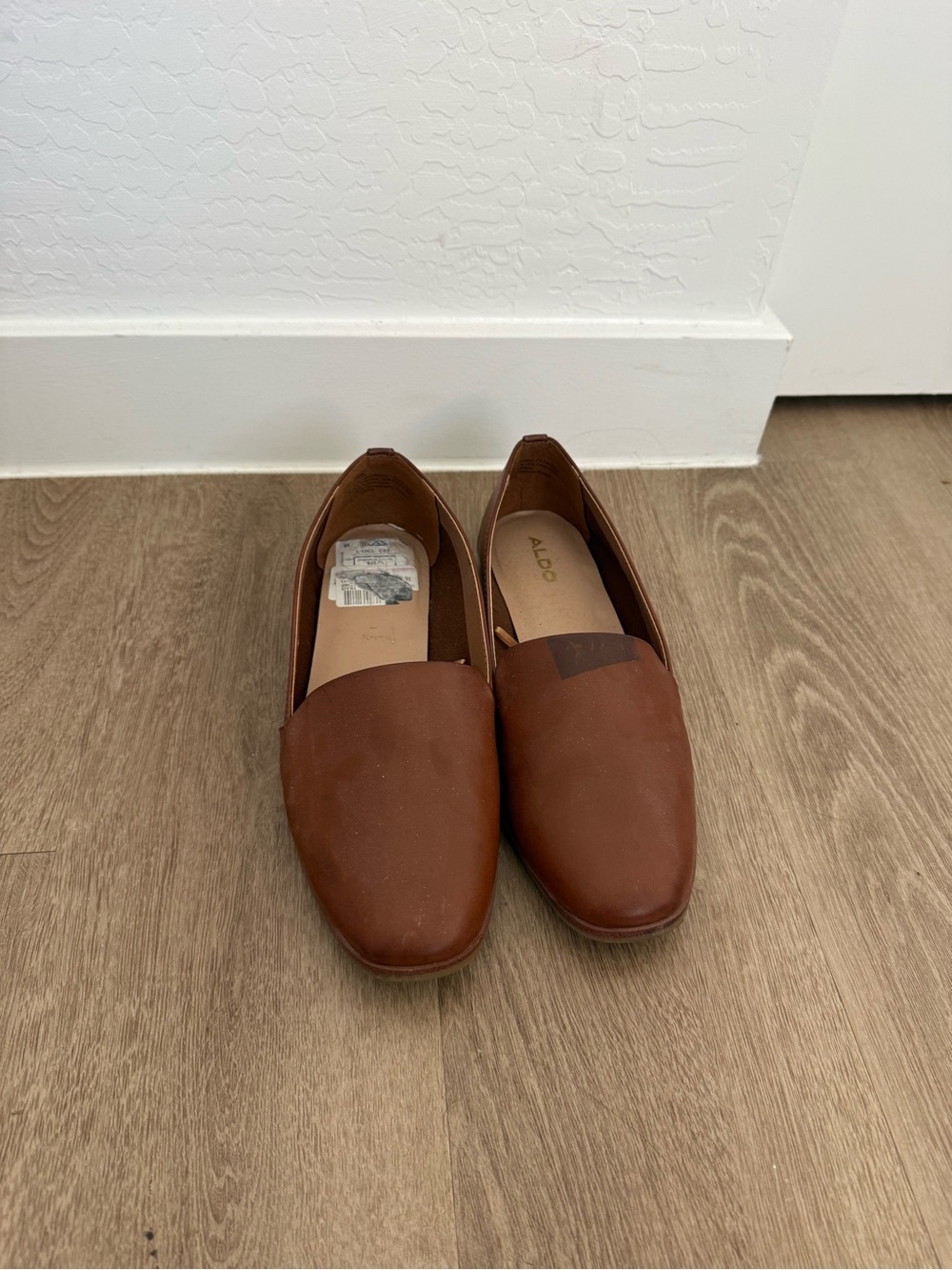 Aldo Chestnut Brown Leather Slip-On Flats
